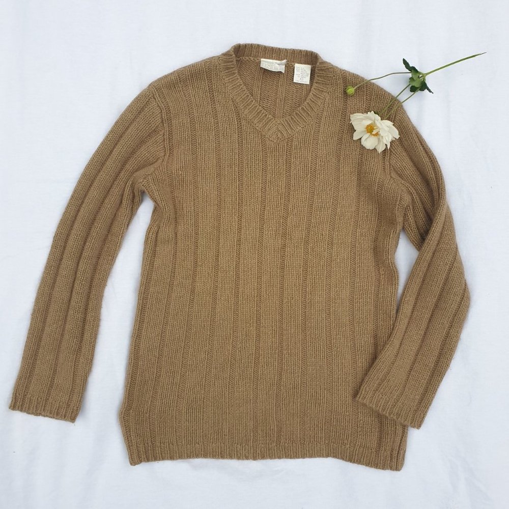 VINTAGE TAN SILK AND WOOL SWEATER